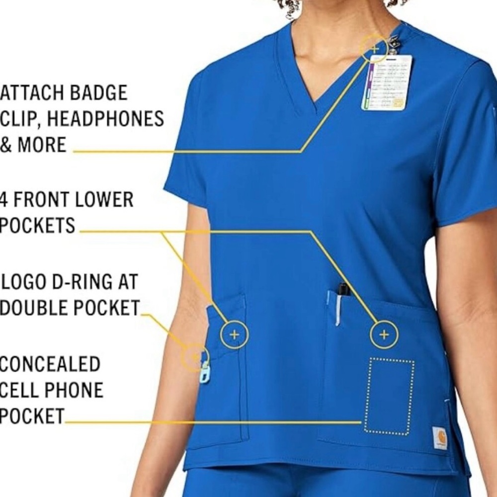 Carhartt V Neck Blue Short Sleeve Scrub
Uniform Top Size Medium